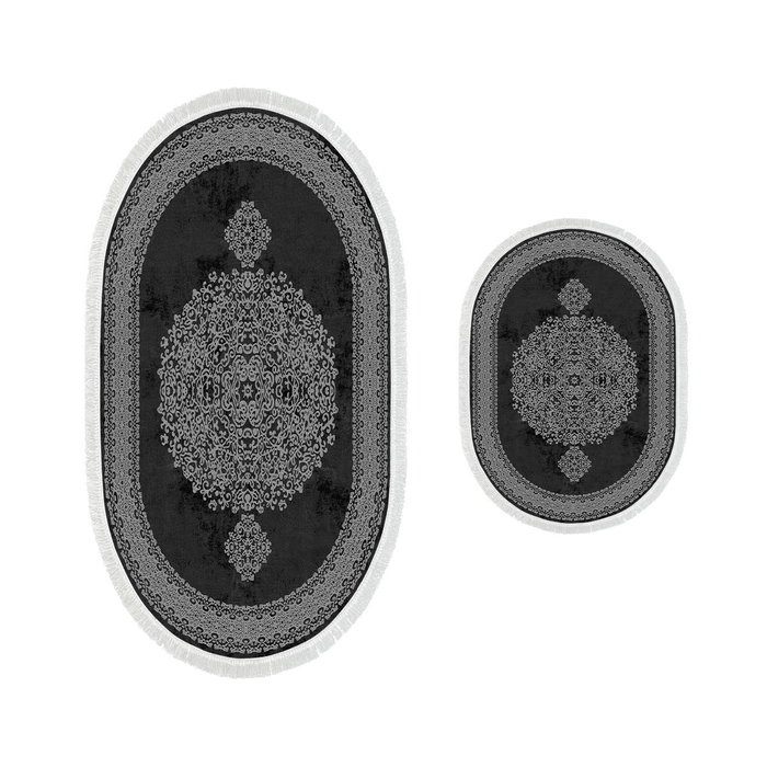Mijölnir Juego de Alfombras de Baño Blanco y Negro